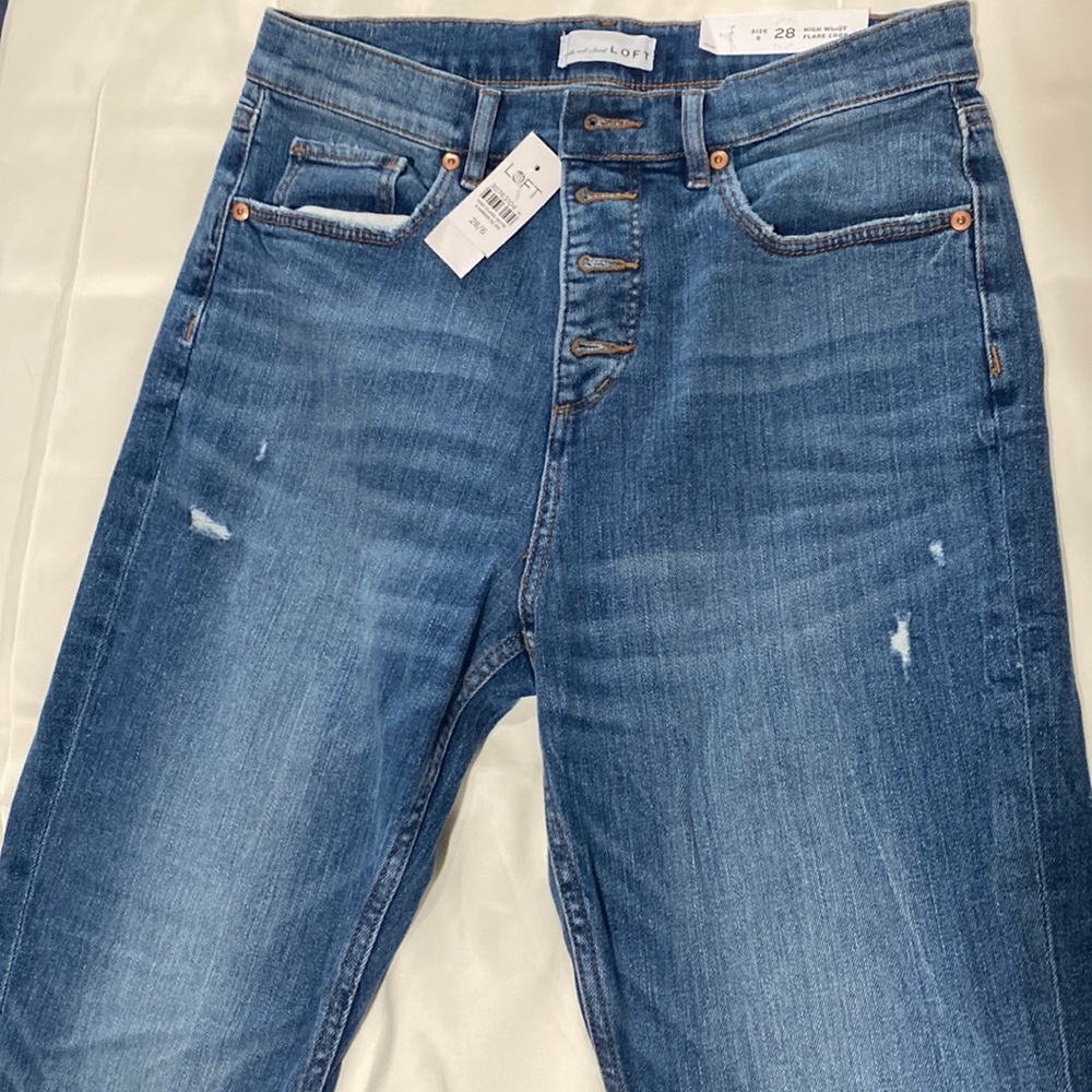 Loft high waisted flare crop jeans